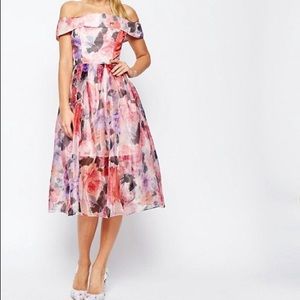 Pink floral organza dress